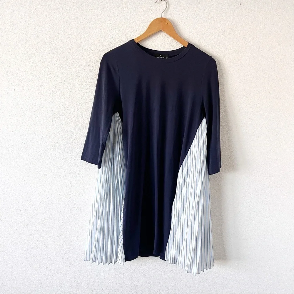 Tuckernuck Pomander Place Devon Blue Swing Mini Dress Nautical Stripe Knit